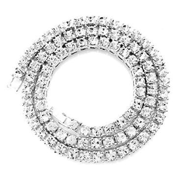 Imagem de HH BLING EMPIRE Corrente masculina de strass e diamante com strass e strass para mulheres, correntes de strass e elos cubanos 45,7 a 76,7 cm, 18", Cristal, Diamante de cristal