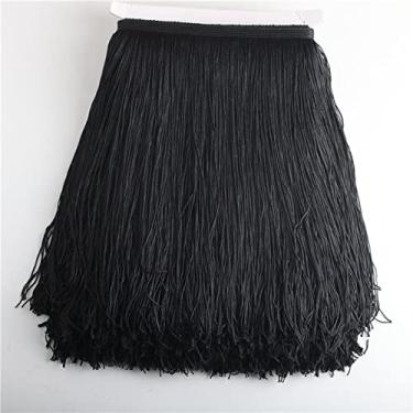 Imagem de 10 jardas/lote 30 cm de comprimento franja de renda guarnição de borla para diy vestido latino acessórios de roupas de palco fita de renda, preto, 10 jardas