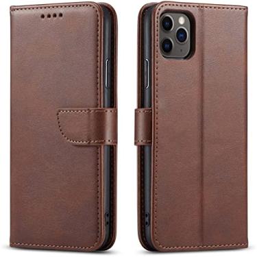 Imagem de HAODEE Capa de telefone flip de imitação de couro, para Apple iPhone 13 Pro Case 6,1 polegadas 2021 Folio Kickstand Case Wallet com porta-cartões (Cor: marrom)