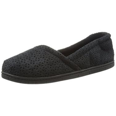 Imagem de Dearfoams Women's Perfed Microsuede Espadrille Flat, Black, Small/5-6 M US