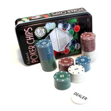 Jogo de Poker Profissional Estojo de Metal com 100 Fichas + 2 Baralhos  Unidade - Rocie/ WX Gift - WX Gift Beleza