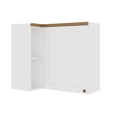 Imagem de Armário Aéreo de Canto 1 Porta 100% MDF Iluminata Genialflex Branco Fosco