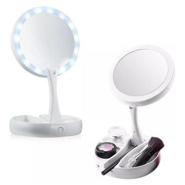 Imagem de Espelho Luz Led Dobrável Aumenta 10X Maquiagem Portátil Ah-001 Aiker 1