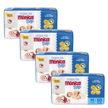 Imagem de Kit 4 Pacotes Fralda Descartável Turma da Monica Baby Mega M, 200 uni Infantil