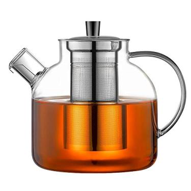 Imagem de Bule de chá de vidro de 1500 ml com infusor removível, chaleira grande para fogão Ehugos, chaleira para mulheres e adultos com infusor de aço inoxidável