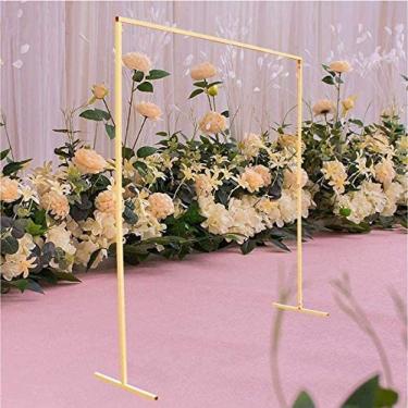 Imagem de Adereços De Arcos De Ferro Forjado, Suporte De Arco De Casamento Quadrado Moldura De Arco De Pano De Fundo Treliça Para Porta Estrada Jardim Principal Plantas De Escalada Arbor Decoração De Festa