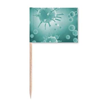 Imagem de Imagem de célula de criatura com microscópio, bandeiras de palito, marcadores para decoração de festa