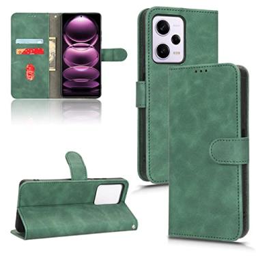 Imagem de Capas de telefone Business Skin Feel compatíveis com Xiaomi Redmi Note 12 12 Pro 5G capa de couro slots para cartão clipe carteira capa de telefone à prova de choque (verde, Redmi Note 12 Pro 5G)