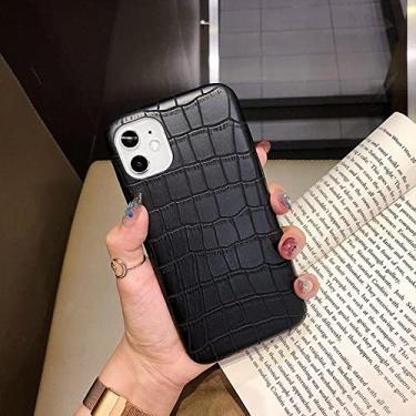 Imagem de Capa de telefone de couro PU de luxo para iPhone 11 Pro Max X XR XS Max SE 2020 para iPhone 11 Pro Back Shell Textura de crocodilo preto para iPhone X XS