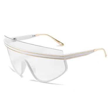 Imagem de Óculos de sol de uma peça para mulheres vintage meia armação óculos de sol listrados masculinos tons pretos, transparentes, tamanho único