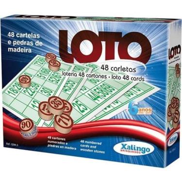 Imagem de Jogos De Bingo Loto 48 Cartelas C/Pedra Madeira - Xalingo