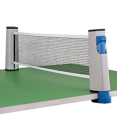 Imagem de Hipiwe – Rede retrátil de tênis de mesa, rede de pingue-pongue e poste com bolsa de armazenamento de PVC, 1,8 m, serve em mesas de até 5,0 cm, Branco