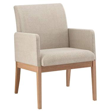 Imagem de Poltrona Decorativa Cláudia tecido algodão cru madeira maciça - Poltronas do Sul