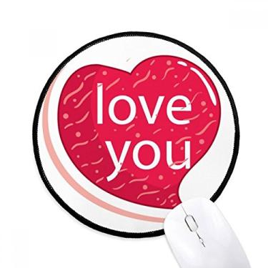 Imagem de Mouse pad Dia dos Namorados Rosa Coração I Love Desktop Office Tapete redondo para computador