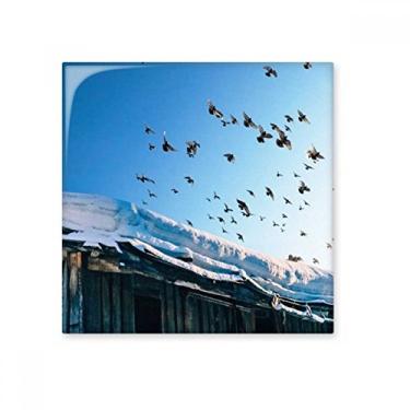 Imagem de Decalque brilhante de azulejo de cerâmica do céu de neve branco da casa dos pássaros