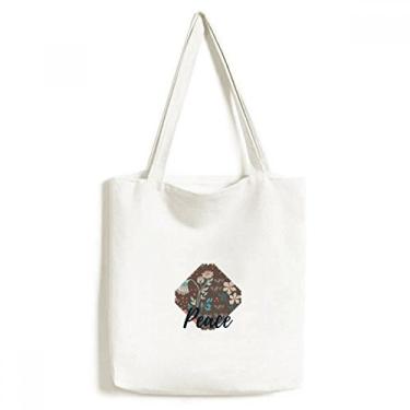 Imagem de Bolsa de lona com tinta de planta marrom bolsa de compras casual bolsa de mão