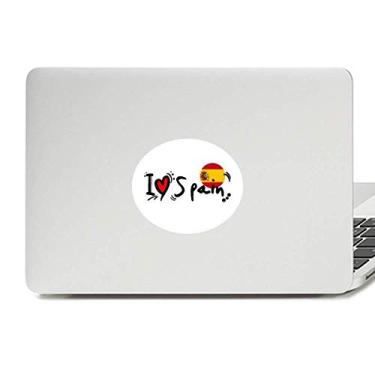 Imagem de I Love Spain Bandeira da Palavra Love Heart Ilustration Vinil Emblema Gráfico Laptop Adesivo Notebook Decalque