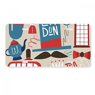 Imagem de DIYthinker Placa de licença Big Ben British Bus Bandeira da Inglaterra Decoração de aço inoxidável para automóveis