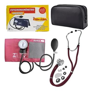 Imagem de Kit De Enfermagem Esfigmomanometro + Esteto Duplo Rappaport (Vinho)