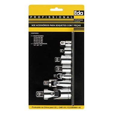 Imagem de EDA Adaptador E Junta Universal Joelho Cromo Vanádio Jogo Com 7 Peças Eda Prateado 7 Peças