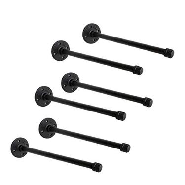 Imagem de Suportes de prateleira de tubo de ferro preto industrial de 1,27 cm, suporte rústico de prateleira DIY montado na parede, suportes de tubos personalizados para prateleiras flutuantes (30,5 cm, peça