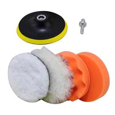 Imagem de ＫＬＫＣＭＳ 6x Almofadas de polimento para polimento de carro Esponja de polimento multiuso para polimento Almofadas de limpeza de microfibra Almofada de, Parafuso M10 de 13 cm de diâmetro