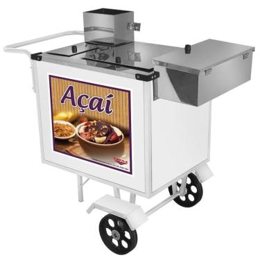 Imagem de Carrinho de Açaí Luxo com Rodas Maciças e Guarda Sol - Cefaz