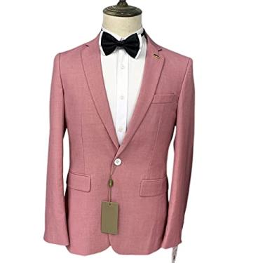 Imagem de Ternos masculinos, blazer de casamento, um botão, casaco esportivo de negócios 2 peças sólido formal, rosa, 2GG (54/38)
