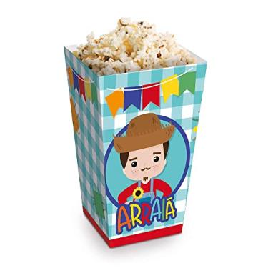 Imagem de Cachepô Pipoca decoração Festa Junina Menino 12,5x6cm 10un