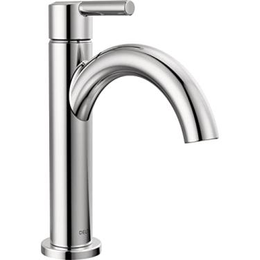 Imagem de Delta Faucet Nicoli Torneira de banheiro cromada, torneira de pia de banheiro de furo único, torneira de banheiro de alça única, conjunto de dreno pop-up, latão, cromo 15749LF