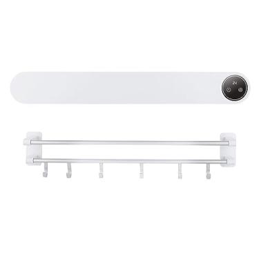 Imagem de Aquecedor De Toalhas Termostático Com Temporizador Banheiros Domésticos Toalheiro Elétrico Inteligente Com Visor LED Trilho de Radiador Independente de Alumínio,White