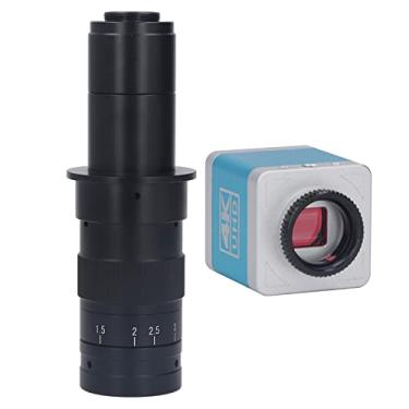 Imagem de 4K MicroscóPio Industrial CâMera Lente 180X CMOS 1/1.8 IMX334 Sensor 4K Saída Dupla Grande Visualização Interface Padrão CâMera Industrial Com Controle Remoto 100-240V (Plugue UE)