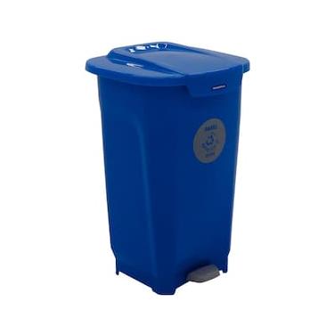 Imagem de Lixeira para Coleta Seletiva com Pedal Tramontina T-Force em Polipropileno Azul - 50 L