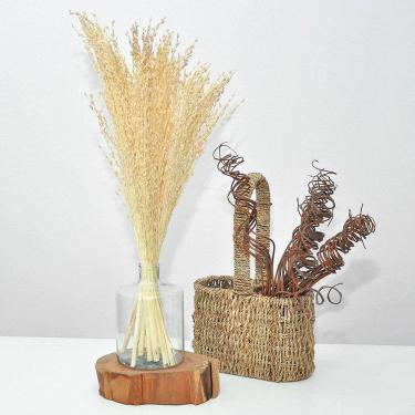 Imagem de Arranjo de flores desidratadas capim branco + vaso de vidro