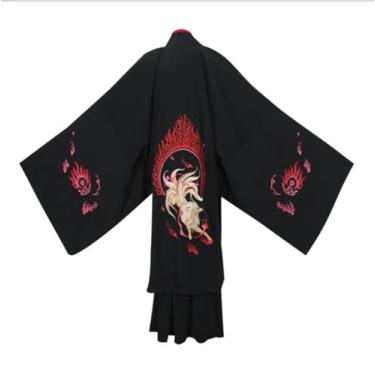 Imagem de Hanfu chinês antigo masculino Halloween cosplay fantasia vestido de festa Hanfu roupa preta e vermelha para homens plus size 4XL