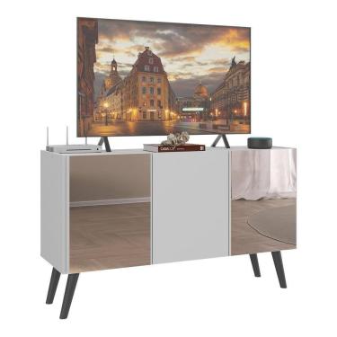 Imagem de Rack Tv Até 32 Polegadas Retrô Com Espelhos Mp1078 Branco preto