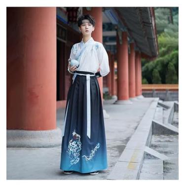 Imagem de Hanfu azul gradiente masculino chinês bordado antigo Hanfu masculino cosplay fantasia Hanfu roupa para homens plus size