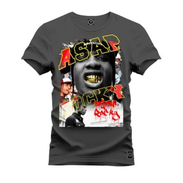 Imagem de Camiseta Plus Size Premium 100% Algodão Estampada Shirt Unissex Asap Rock Marginal Grafite G2