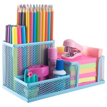 Imagem de Porta Lápis P/Escritório Mesa Estudos Home Office Colorido (Azul)
