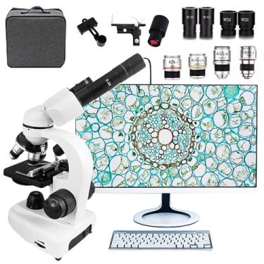 Imagem de Microscópio binocular de alta definição, lentes revestidas EBC atualizadas para observação 30000x/50000x/70000x, oculares eletrônicas, vem com bolsa de presente experimental+paquímetro Vernier-30000X