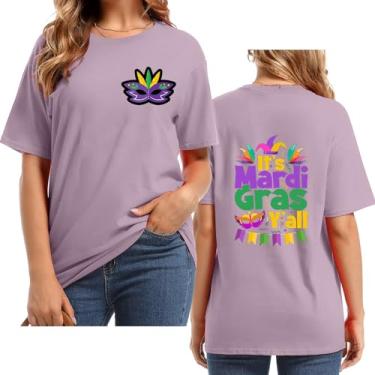 Imagem de 2024 Mardi Gras Outfit for Women Letter Back Impresso Fat Tuesday Camisetas Mardi Gras para Mulheres, rosa, M