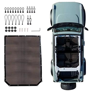 Imagem de RERPRO Protetor solar compatível com 2021 2022 2023 2024 2025 novo Ford Bronco 4 portas para-sol top telhado Bimini rede de malha macia acessórios externos, bloqueia o ruído do vento UV, preto