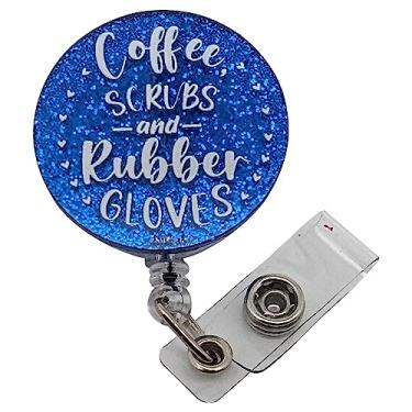 Imagem de MightyPhine Carretel de crachá para esfregões de café e luvas de borracha - Suporte de uniforme médico para entrega de mão de obra, identificação, enfermeira, assistente dentário, clipes CNA (11AP)