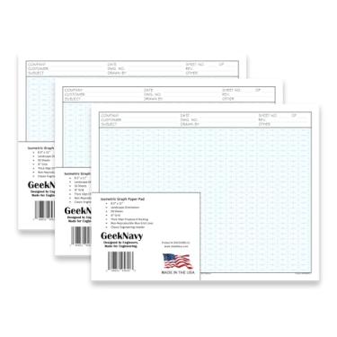 Imagem de GeekNavy Bloco de papel gráfico isométrico, 50 folhas, grade de 0,6 cm, grade de bolinhas azuis não reproduzíveis NRB (paisagem de 21,5 cm x 28 cm, pacote com 3)