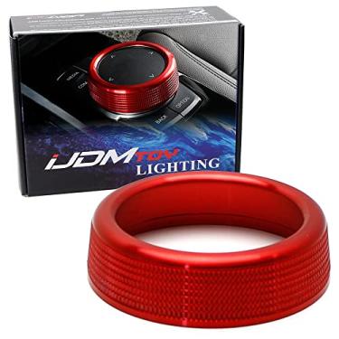 Imagem de iJDMTOY Anel de cobertura de botão de alumínio vermelho, compatível com BMW 1 2 3 4 5 6 7 Series X3 X4 X5 X6 console central controlador multimídia iDrive de 7 botões (serve para todos os códigos de