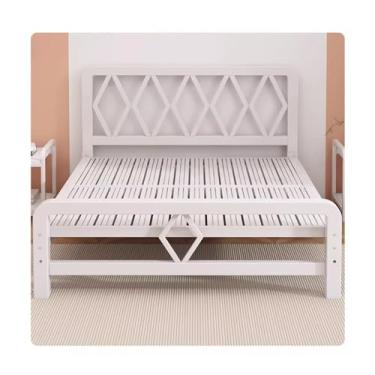 Imagem de Estrutura De Cama Queen De Metal, Estrutura De Cama Em Tamanho Real Com Espaço De Armazenamento, Armações De Cama Queen Antiderrapantes, Fácil Montagem (Color : White, Size : 47x78in)