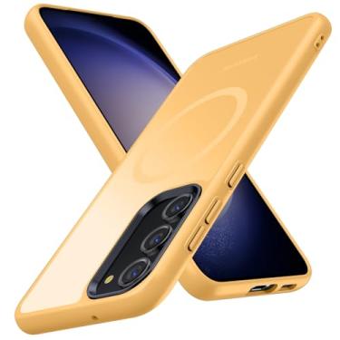 Imagem de YSLBWLE Capa magnética para Galaxy S23, [compatível com magnético], [proteção contra quedas de grau militar de 3 metros] fina protetora translúcida fosca, TPU + PC capa protetora de luxo para telefone