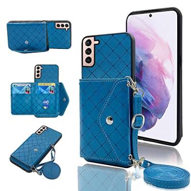 Imagem de Furiet Capa carteira compatível com Samsung Galaxy S24 Plus S24+ 5G com alça de ombro transversal e suporte de couro para cartão de crédito, acessórios para celular para S24plus 24S + S 24 24+ azul