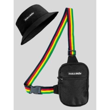 Imagem de Shoulder Bag Masculina Mini Bolsa Transversal Necessaire + Chapeu Bucket-Masculino