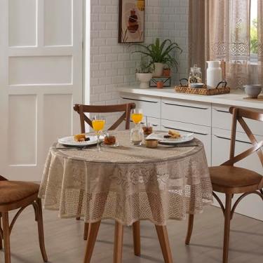 Imagem de Toalha de Mesa Redonda Valência 1,50 m para 4 Lugares, Estampa Floral Moderna, Ótimo Ca...